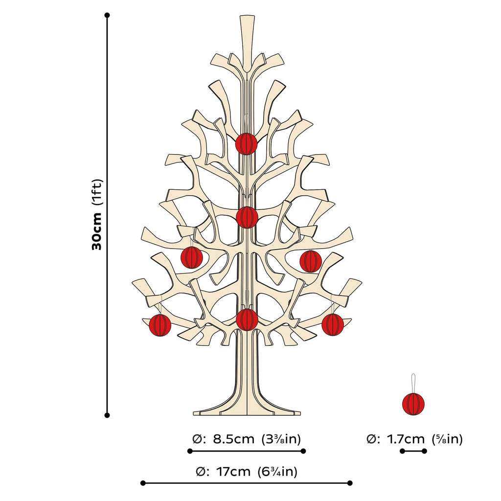 Lovi Wooden Spruce with Mini Baubles