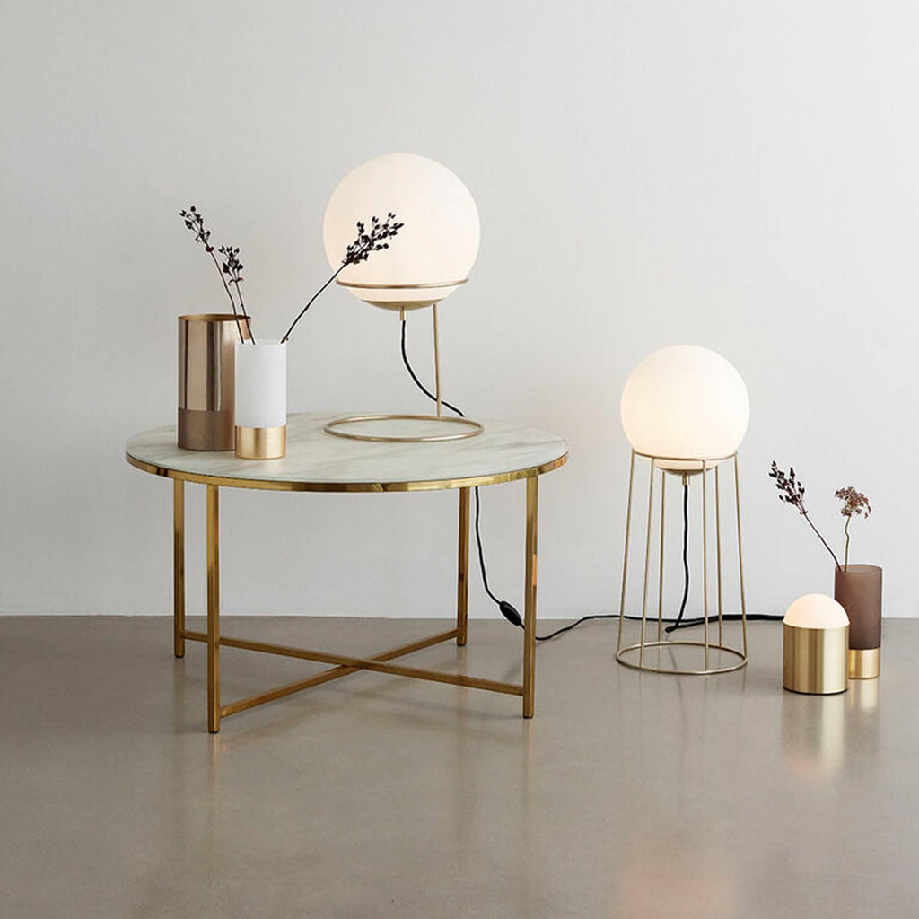 Hubsch Pond Table - White/Brass