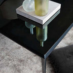 B&B Italia Michel Coffee Table - Glass Top and Black Painted Chrome Base