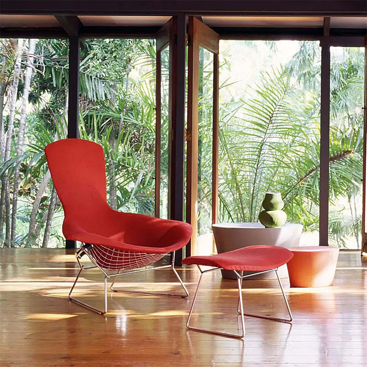 Knoll Bertoia Armchair High Back with Ottoman