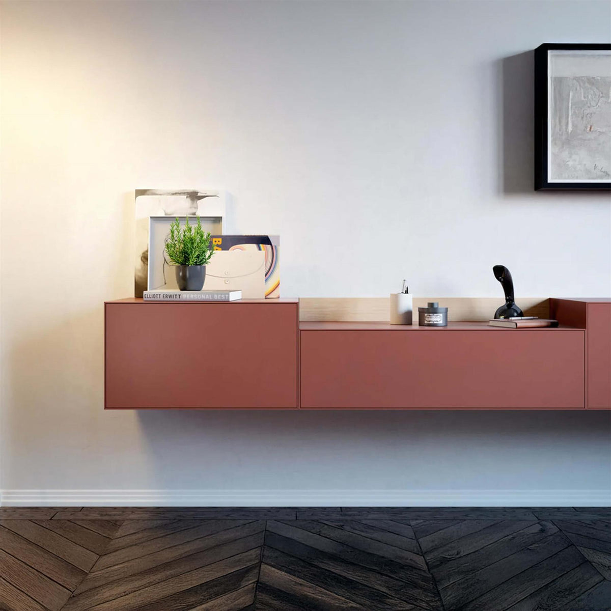 Treku Lauki Wall Mounted Unit - Natural Oak & Brick