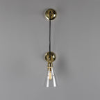 Mullan Lighting Rigale Industrial Pulley Wall Light with Stepped Glass Lamp Shade