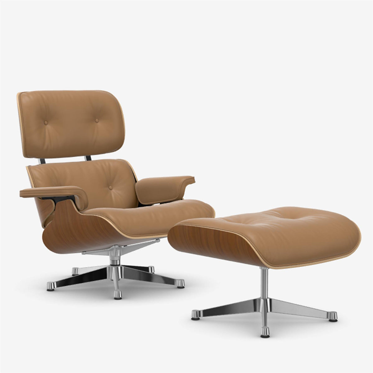 Vitra Eames Contemporary Lounge Chair and Footstool in Natural Walnut