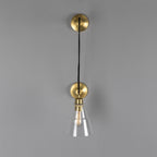 Mullan Lighting Rigale Industrial Pulley Wall Light with Stepped Glass Lamp Shade