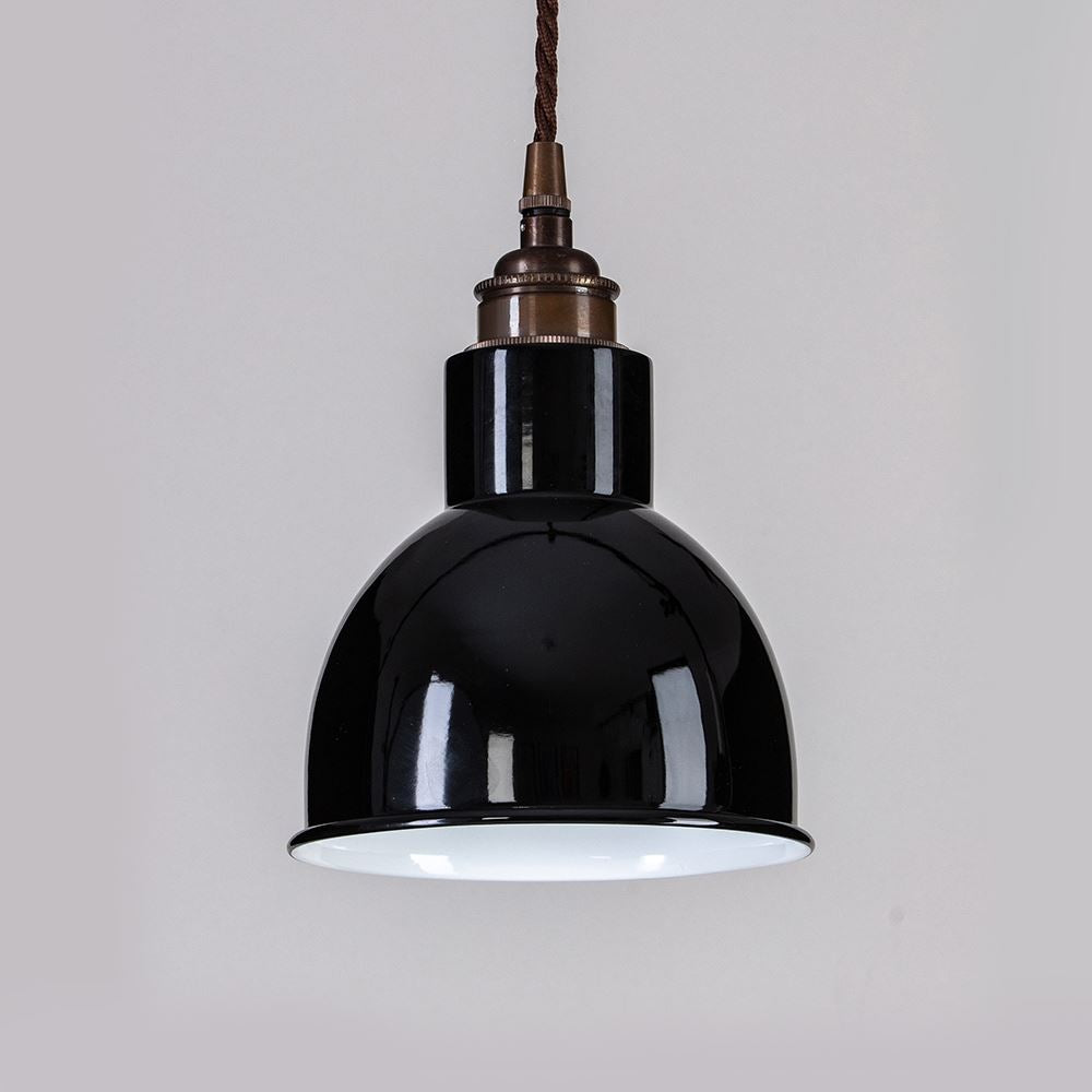 Old School Electric Churchill Pendant Light With Coloured Shade