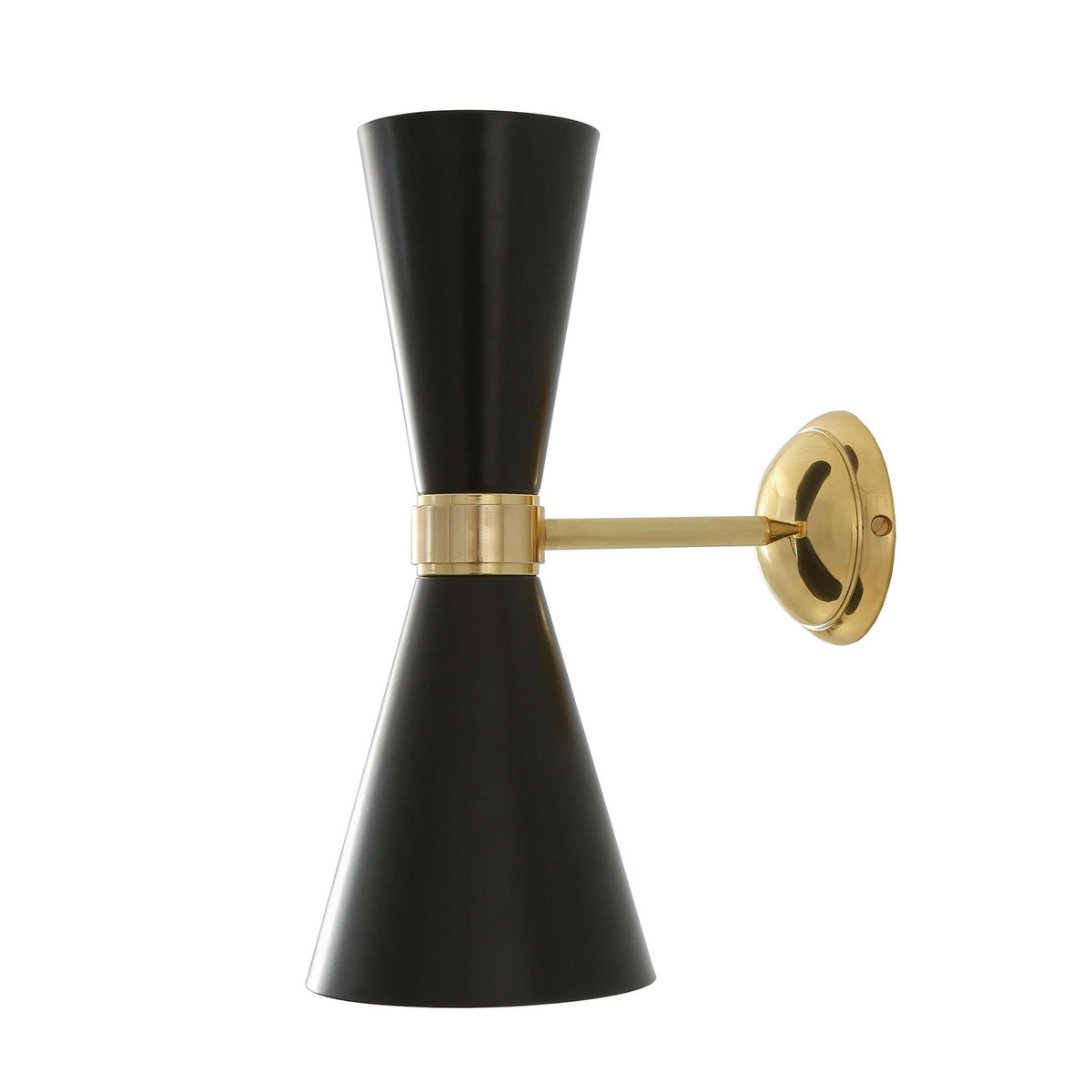 Mullan Lighting Cairo Mid-Century Double Cone Brass Wall Light