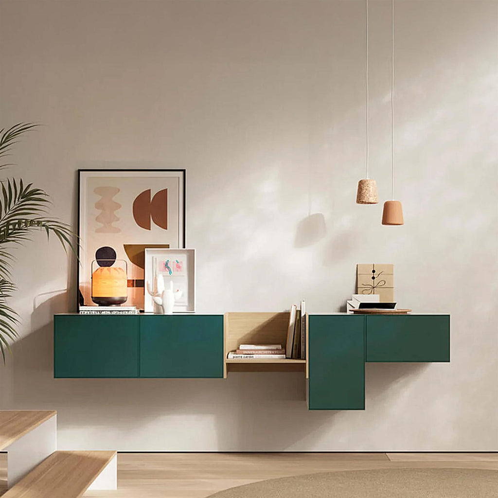 Treku Lauki Wall Mounted Sideboard - Natural Oak & Forest