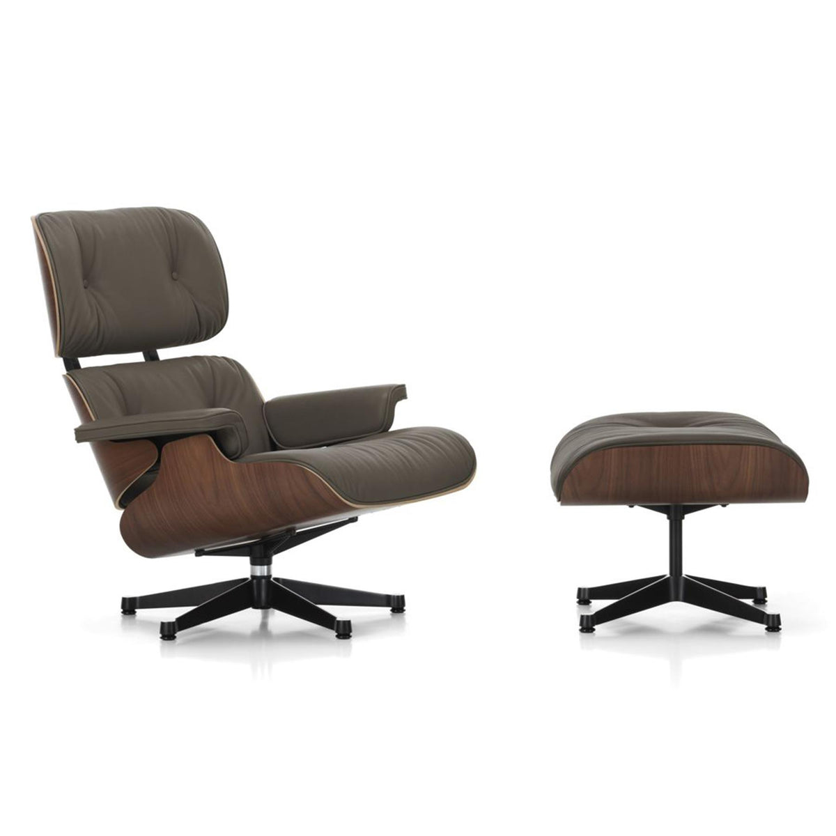Vitra Eames Contemporary Lounge Chair and Footstool in Dark Walnut