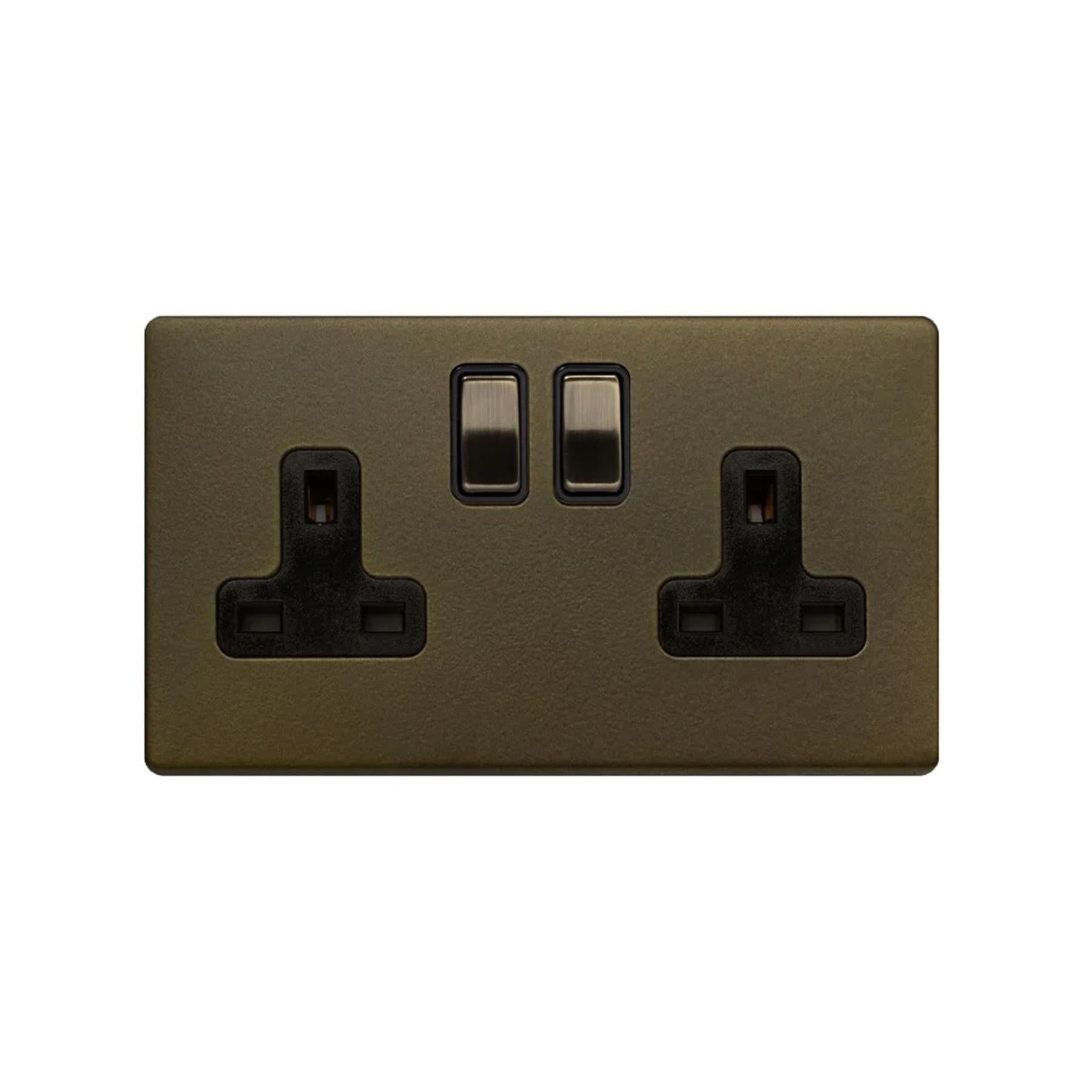 Soho Lighting Eton Collection Bronze 13A 2 Gang Switched Socket