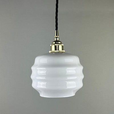 Old School Electric Deco Opal Glass Pendant