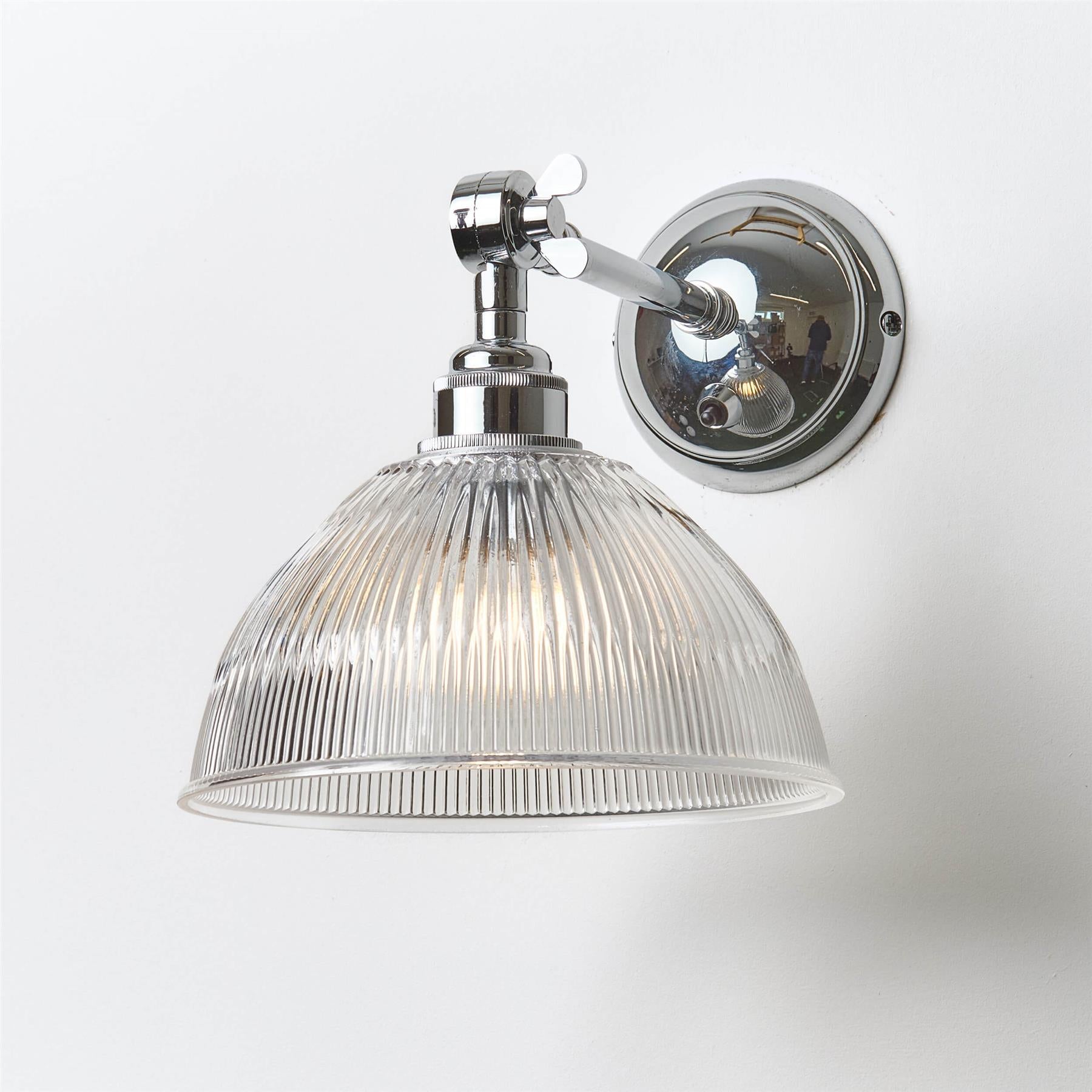 Old School Electric Prismatic Dome Wall Light : Adjustable Arm