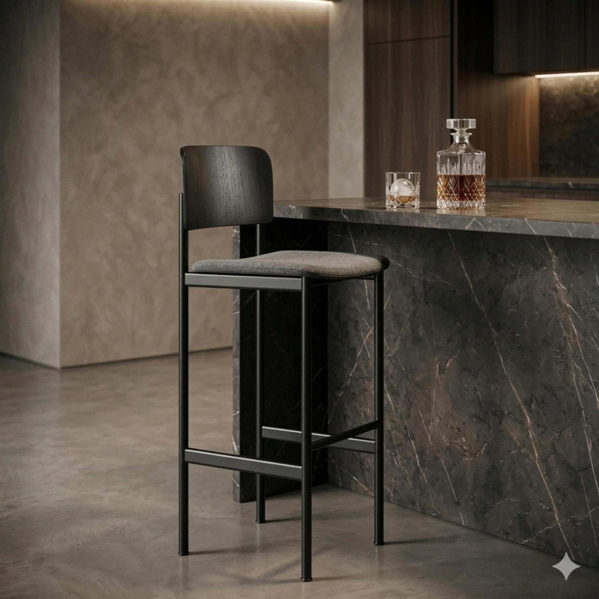 Fredericia Plan Bar Stool with Upholstered Seat