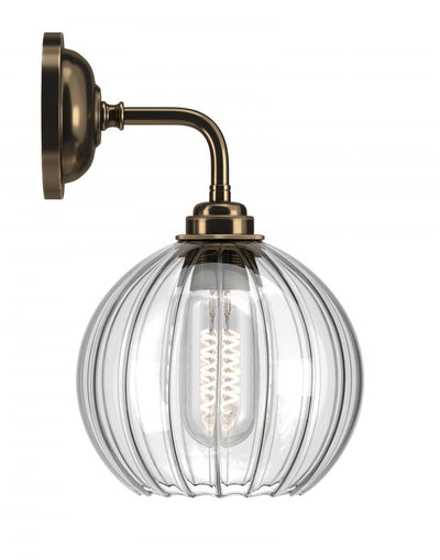 Ex-Display Fritz Fryer Hereford Bathroom Wall Light - Ribbed, Antique Brass