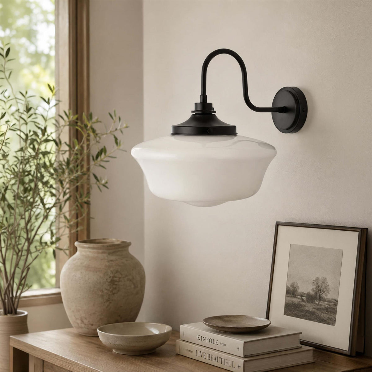 Mullan Lighting Anath Schoolhouse Swan Neck Wall Light