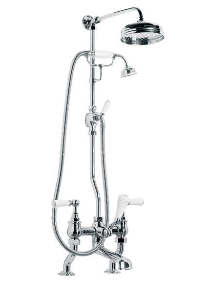 Lefroy Brooks WL1701 Classic Bath Shower Mixer with Riser, Lever Diverter, Hand Shower and 8 inch Rose Shower Head