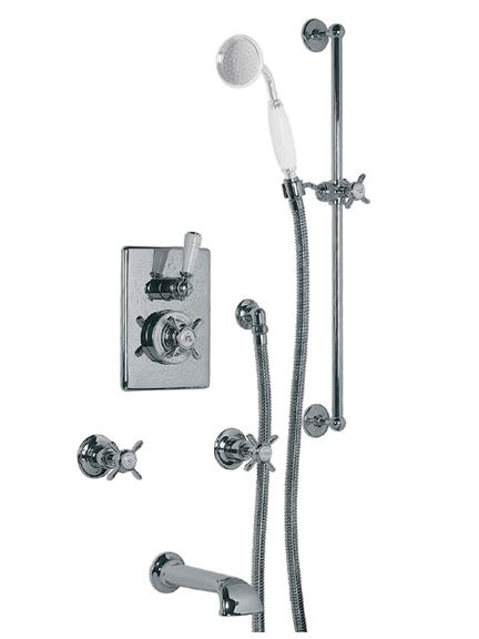 Lefroy Brooks GD8831 Godolphin Concealed Thermostatic Shower Valve with Manual Bath Fill and Sliding Rail -