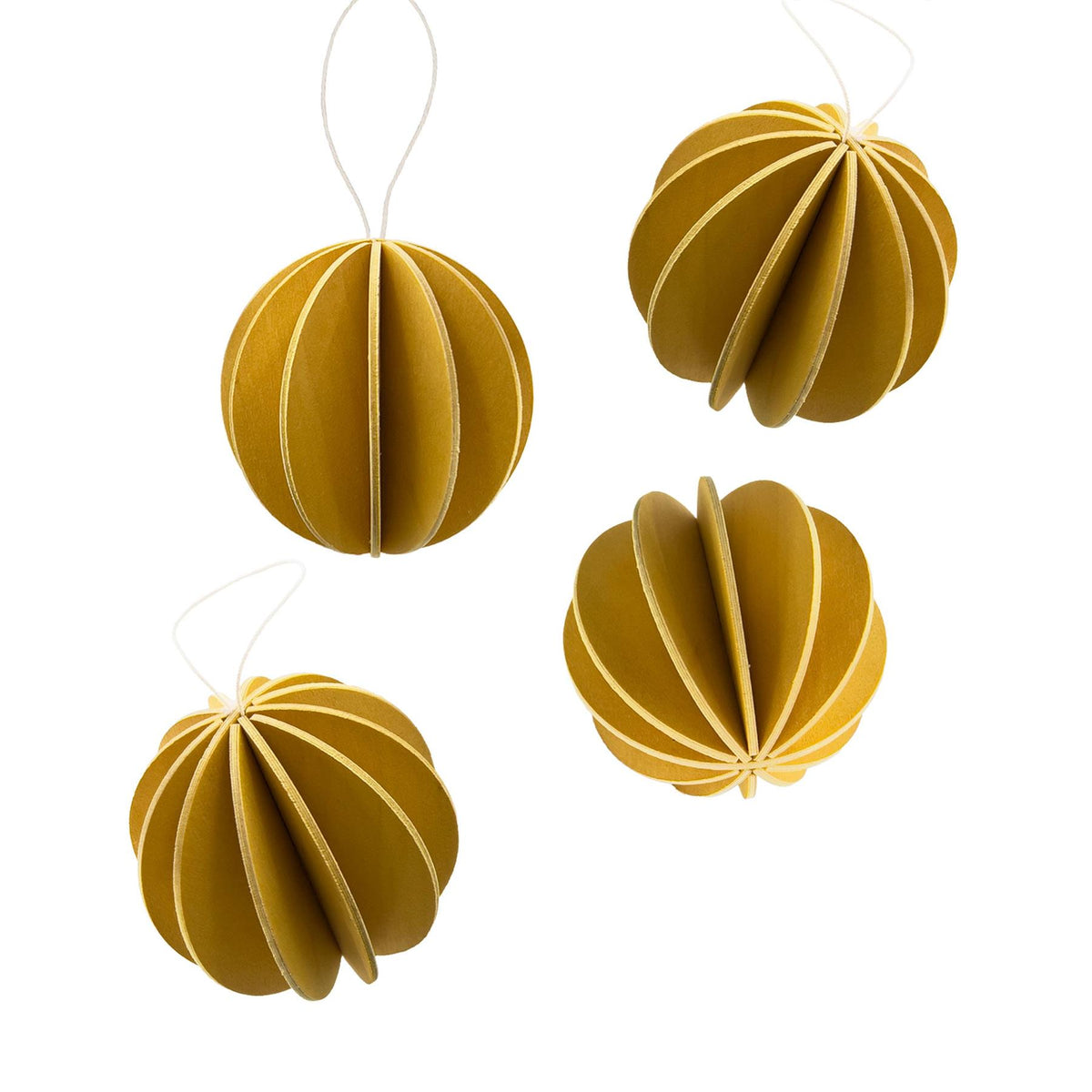 Lovi Wooden Christmas Baubles- Diameter : 6cm, Set of 4