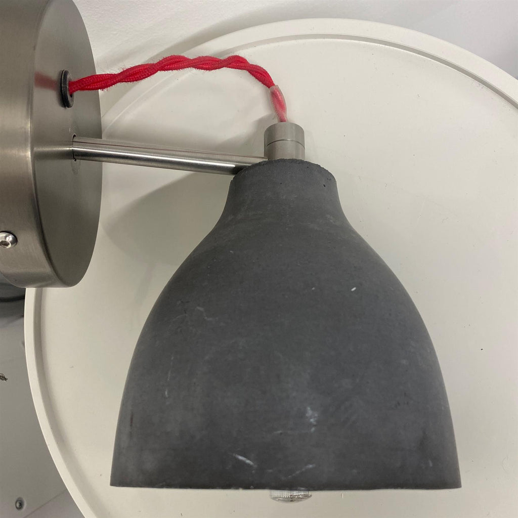 Ex-Display Decode Heavy Wall Lamp - Dark Grey / Stainless Steel Arm, Brushed Mount With Red Cable