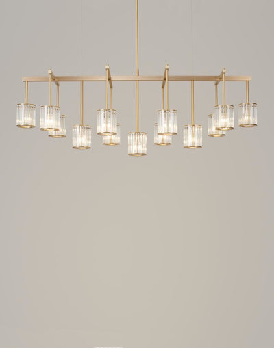Tom Kirk Lighting Flute Beam Chandelier in Brushed Brass