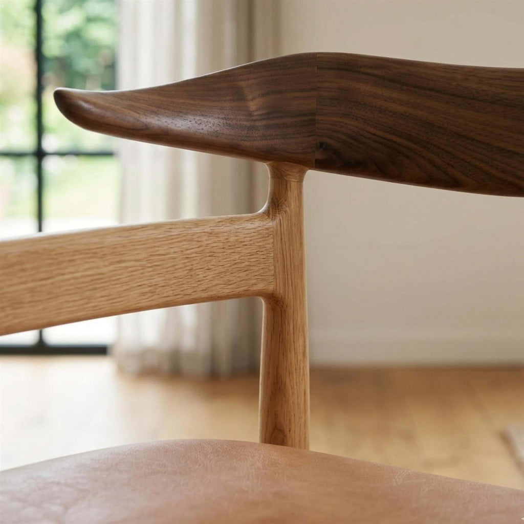 Warm Nordic Cow Horn Chair in Walnut and Oak