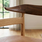 Warm Nordic Cow Horn Chair in Walnut and Oak