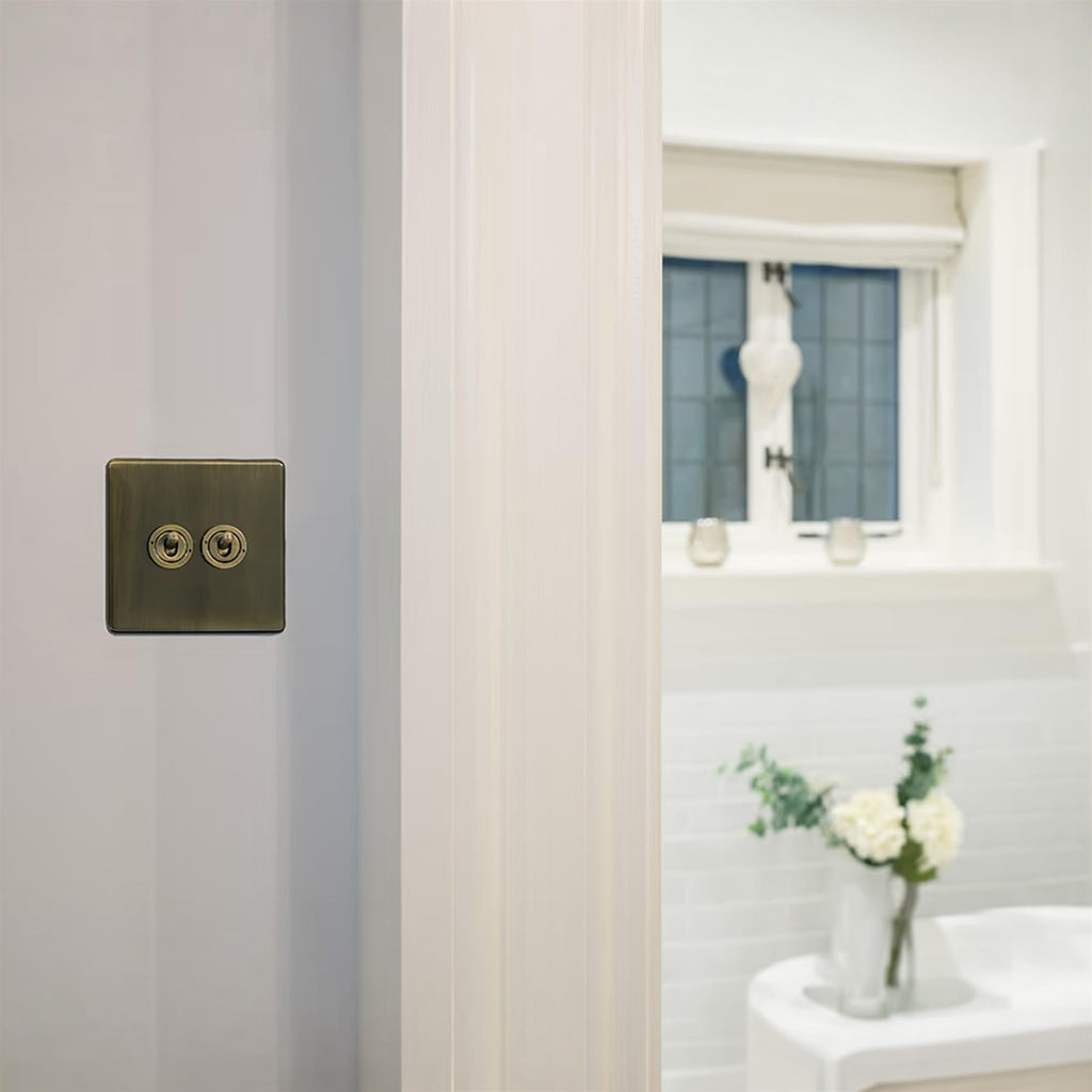 Soho Lighting Charterhouse Collection 2 Gang Toggle Switch 2-Way Antique Brass