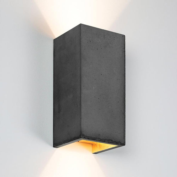 Outlet Concrete rectangular up/down wall light - Dark grey concrete, Gold