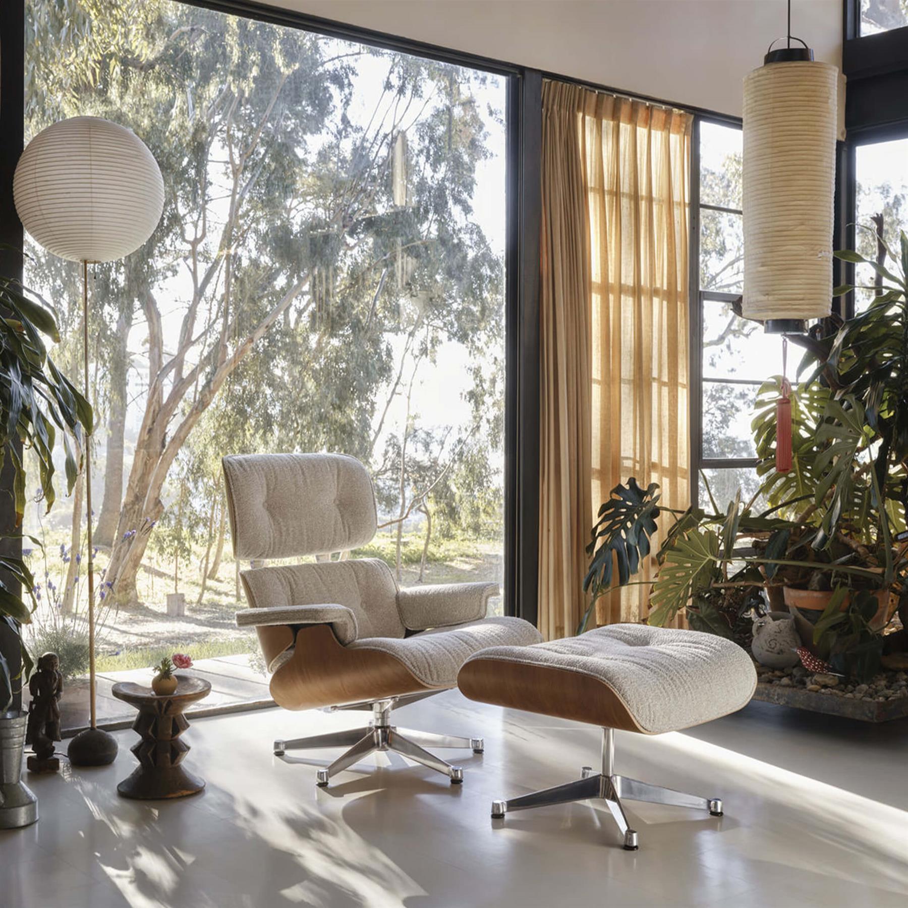 Vitra Eames Contemporary Lounge Chair and Footstool in Cherry