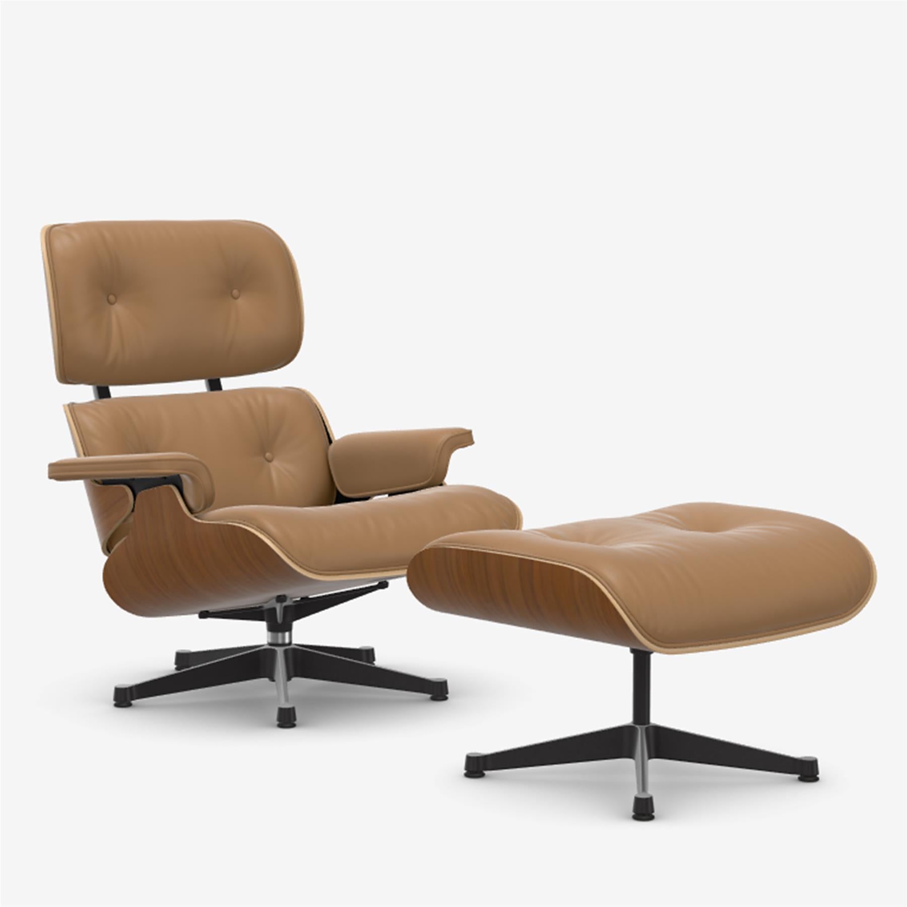 Vitra Eames Contemporary Lounge Chair and Footstool in Natural Walnut