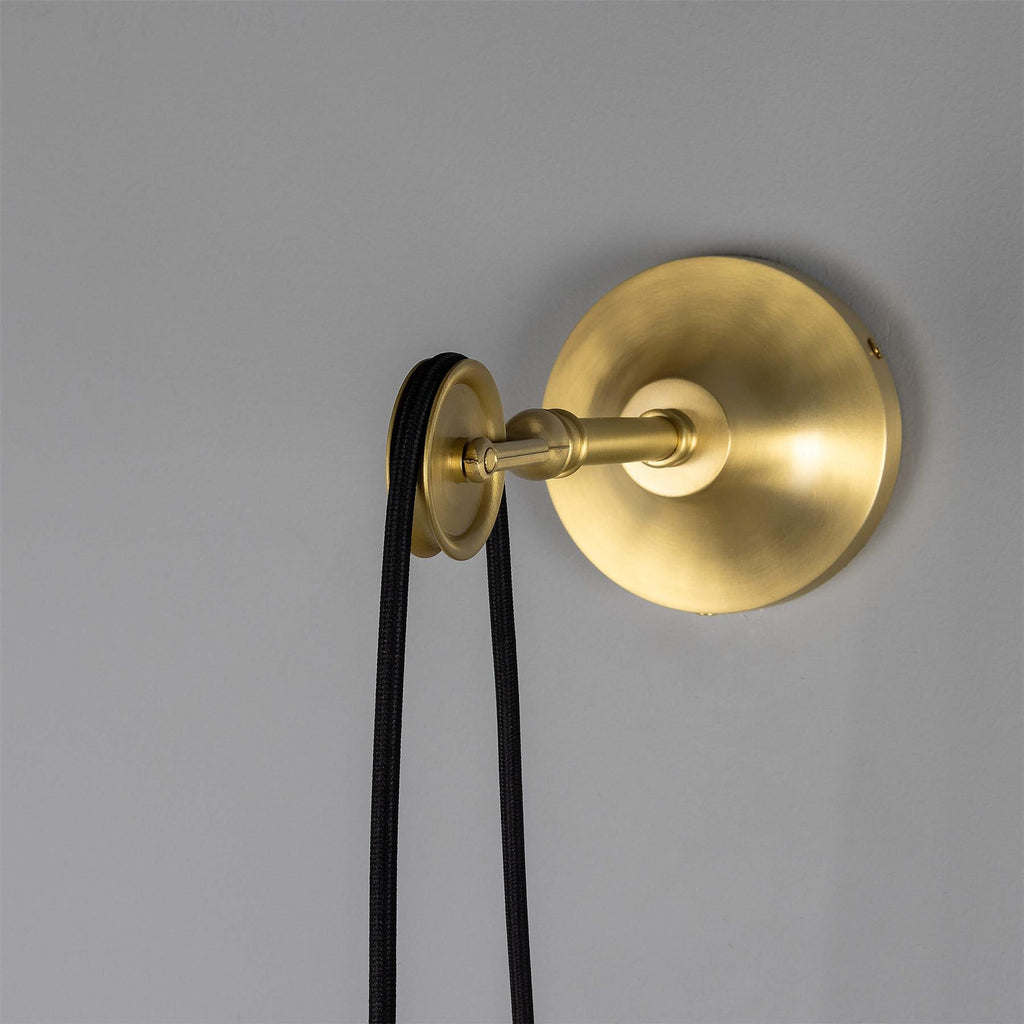Mullan Lighting Rigale Industrial Pulley Wall Light with Stepped Glass Lamp Shade