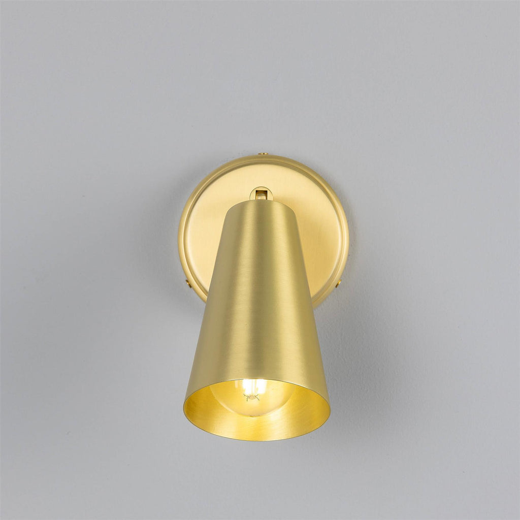 Mullan Lighting Cashel Adjustable Brass Cone Wall Light with Switch