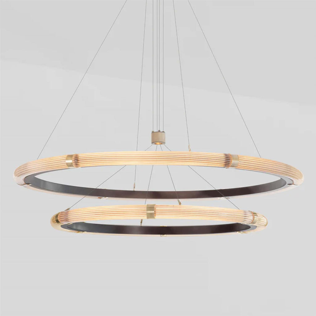 J. Adams Strata Circular Two-Tier Pendant Light
