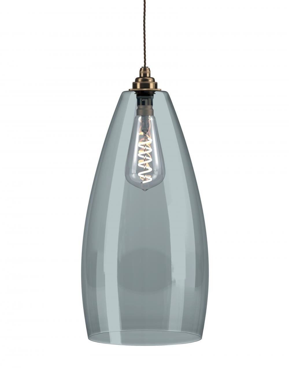Ex-Display Fritz Fryer Upton Pendant Light - XL, Smoked, Antique Brass