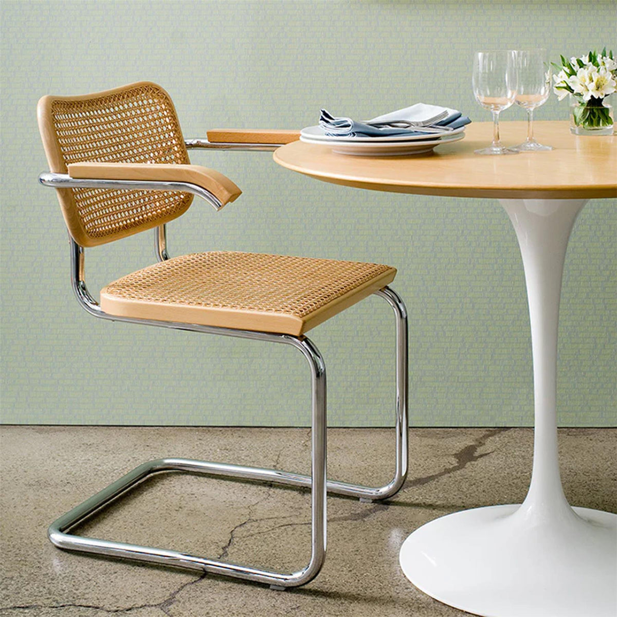 Knoll Cesca Dining Armchair Cane Seat & Back