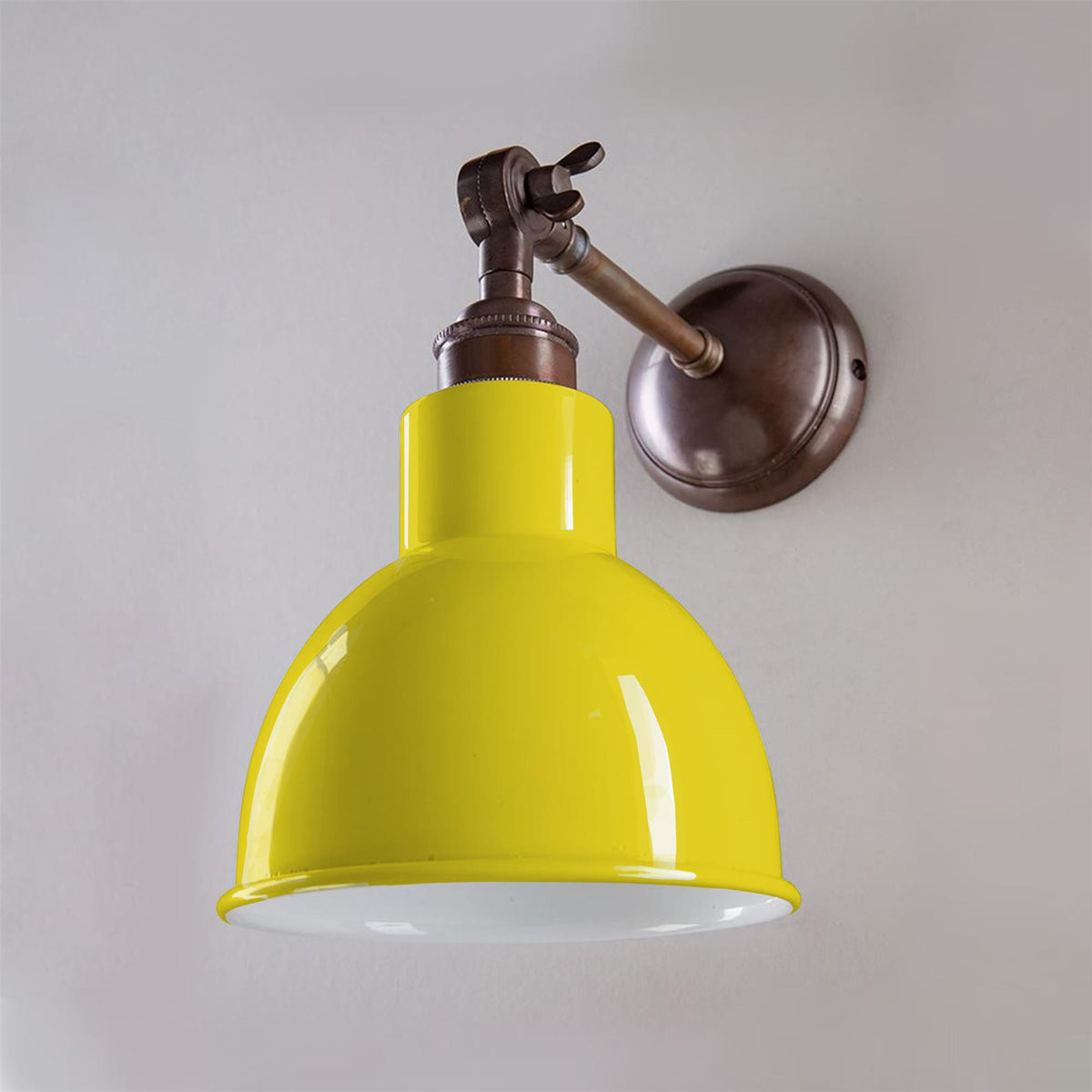 Old School Electric Churchill Wall Light : Adjustable Arm : Coloured Shades