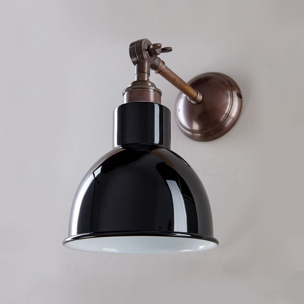 Old School Electric Churchill Wall Light : Adjustable Arm : Coloured Shades