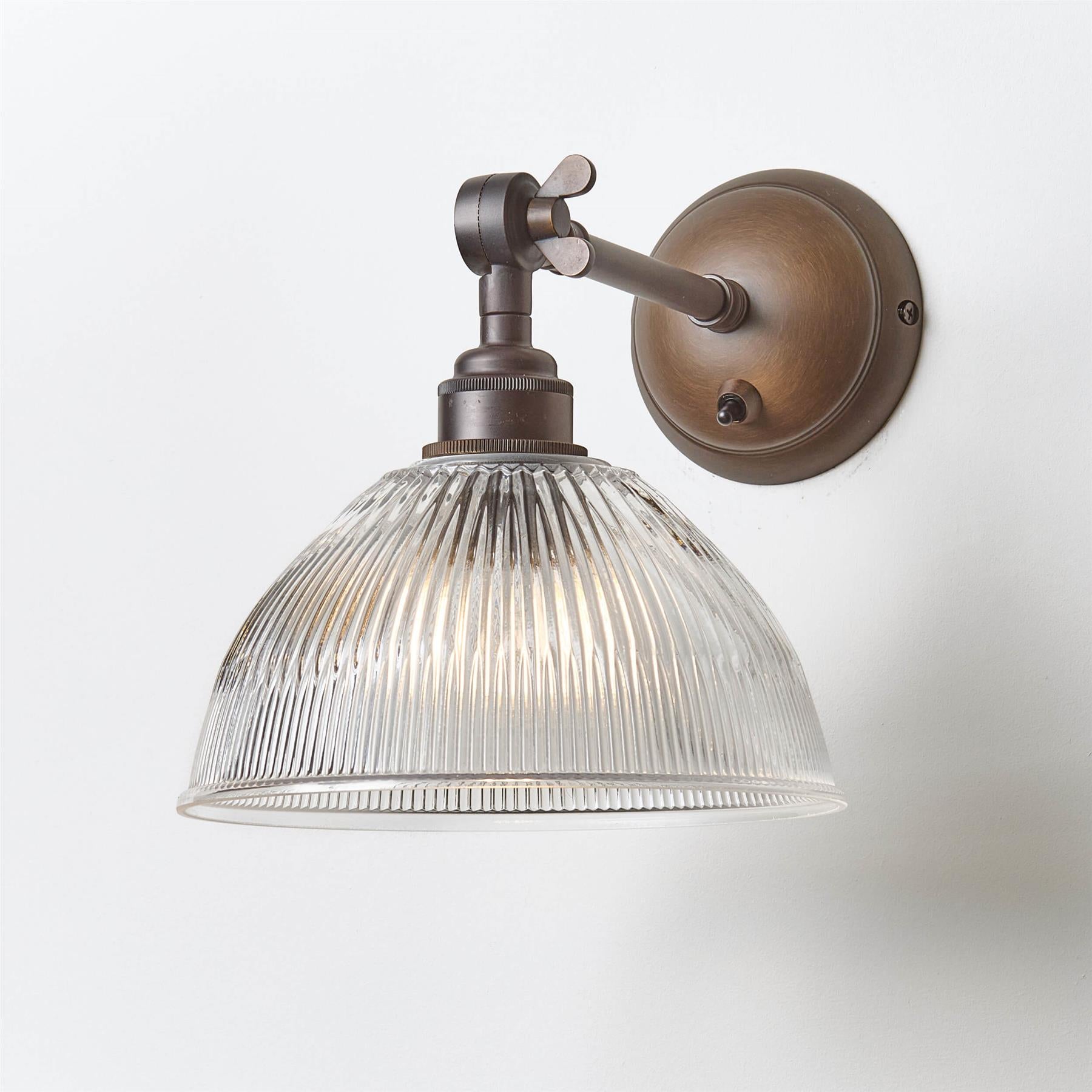 Old School Electric Prismatic Dome Wall Light : Adjustable Arm