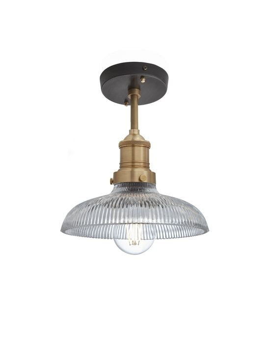Industville Brooklyn Ribbed Glass Flush Mount Ceiling Light