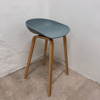 Ex-Display (Bath Showroom)  HAY About a Stool 32 Standard Gliders Breakfast Bar Stool - Slate blue 2.0 / Water-based lacquered oak