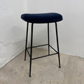 Ex-Display (Bath Showroom) GUBI Beetle Backless Stool - Black Metal Legs / Blue Velvet Upholstery