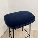 Ex-Display (Bath Showroom) GUBI Beetle Backless Stool - Black Metal Legs / Blue Velvet Upholstery