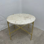 Ex-Display (Bath Showroom) GUBI TS Coffee Table - Brass Base - Small, Neutral White Travertine