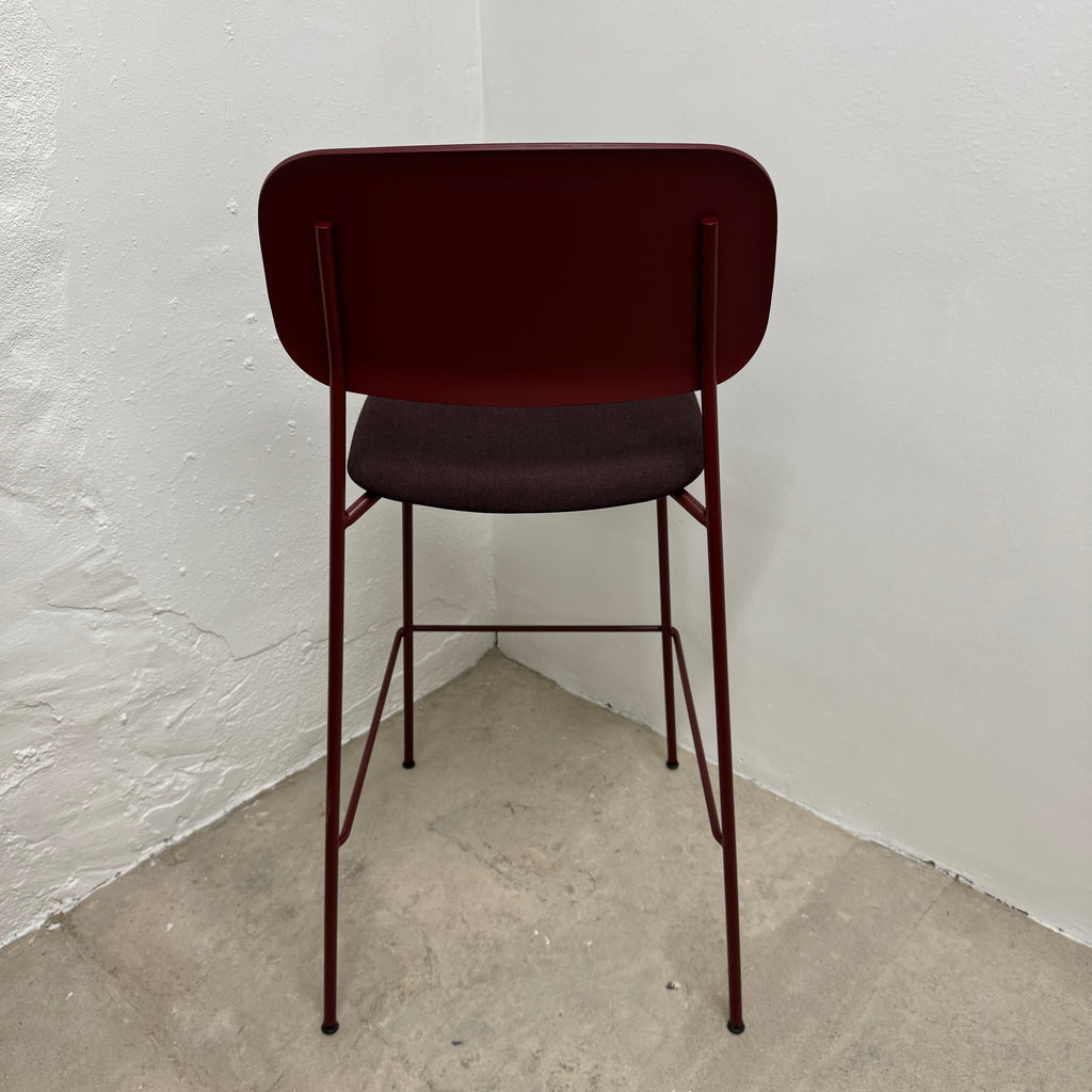 Ex-Display (Bath Showroom) HAY Soft Edge Bar Stool - Fall Red with Upholstered Seat