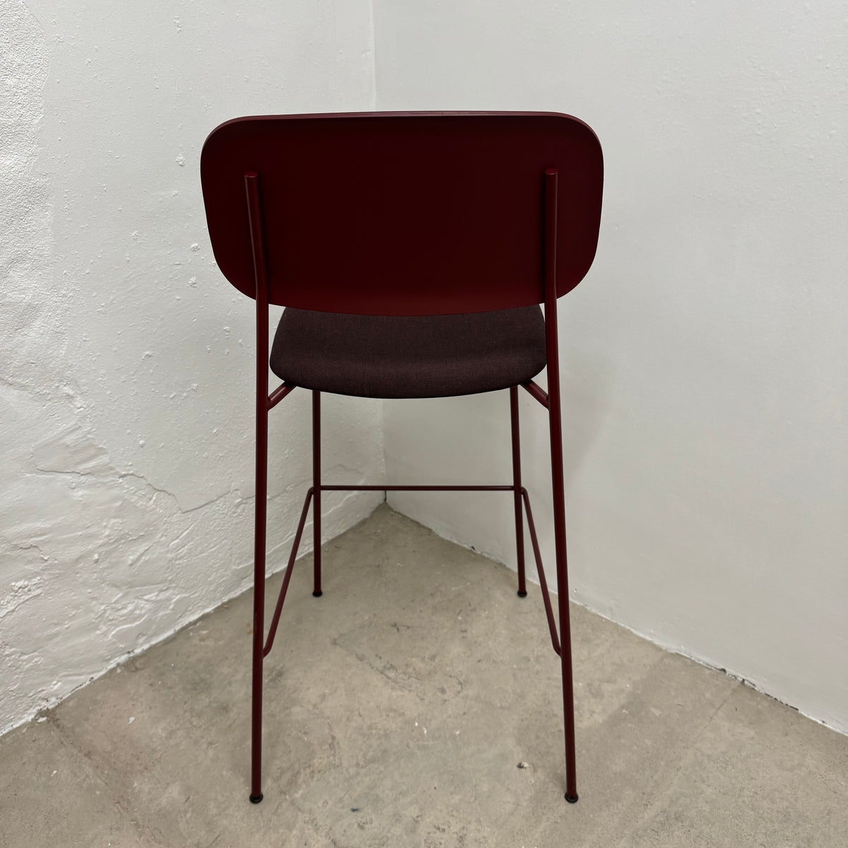 Ex-Display (Bath Showroom) HAY Soft Edge Bar Stool - Fall Red with Upholstered Seat