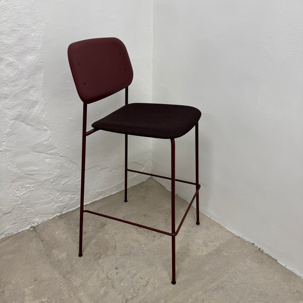 Ex-Display (Bath Showroom) HAY Soft Edge Bar Stool - Fall Red with Upholstered Seat
