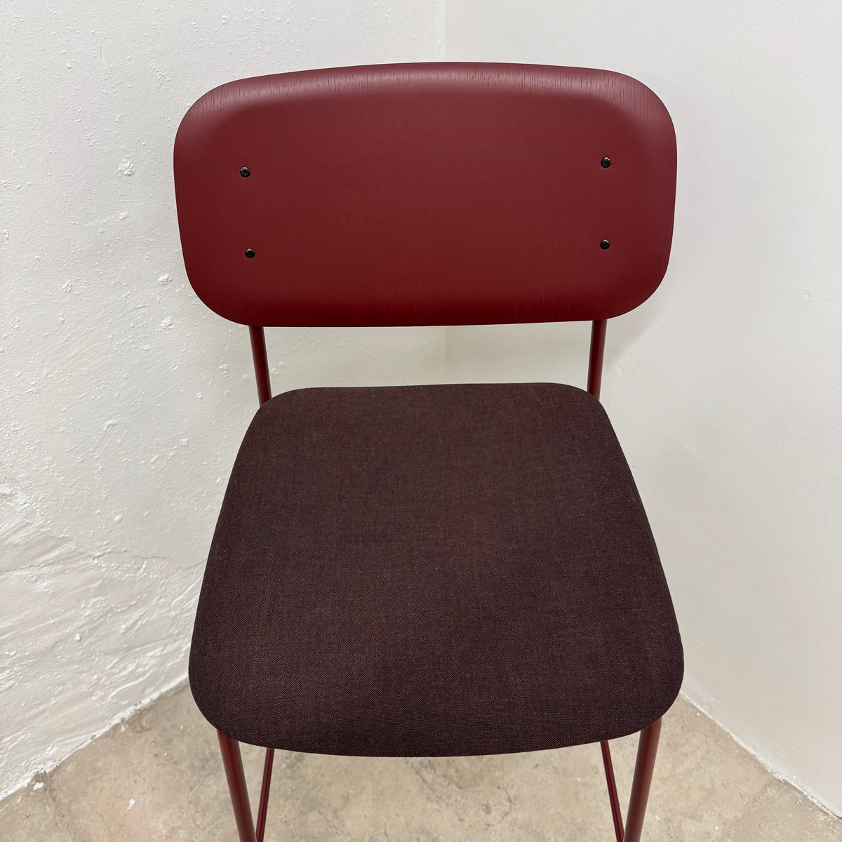 Ex-Display (Bath Showroom) HAY Soft Edge Bar Stool - Fall Red with Upholstered Seat