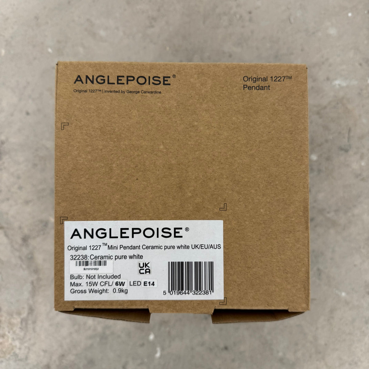 Ex-Display (Bath Showroom)  Anglepoise Original 1227 Mini Pendant Ceramic Pure White