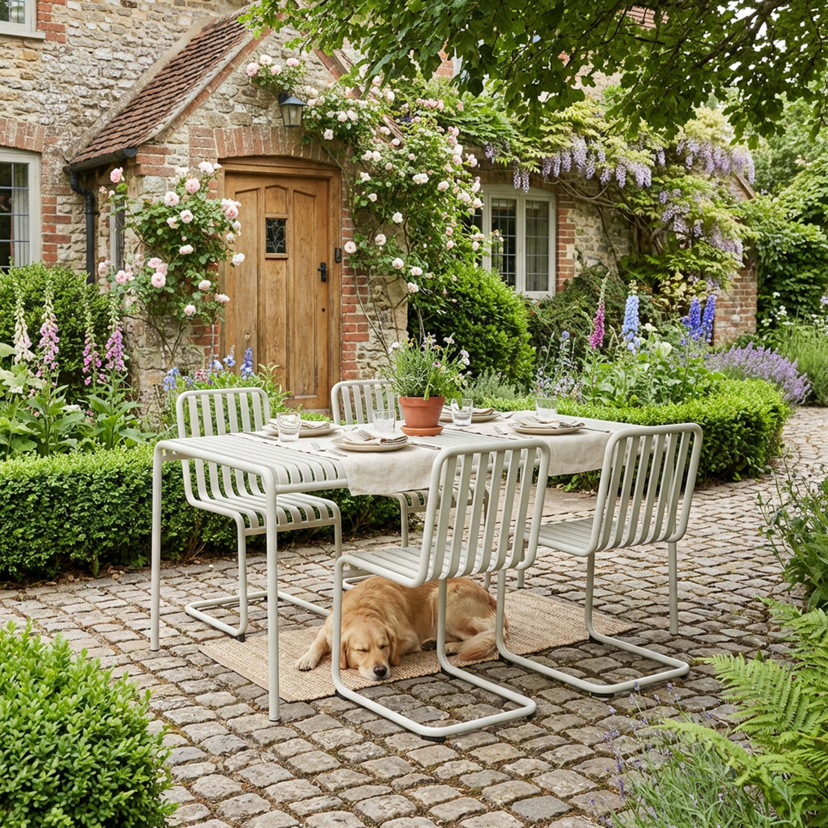 HAY Palissade Cantilever Garden Dining Set - Medium - Curated by Holloways of Ludlow