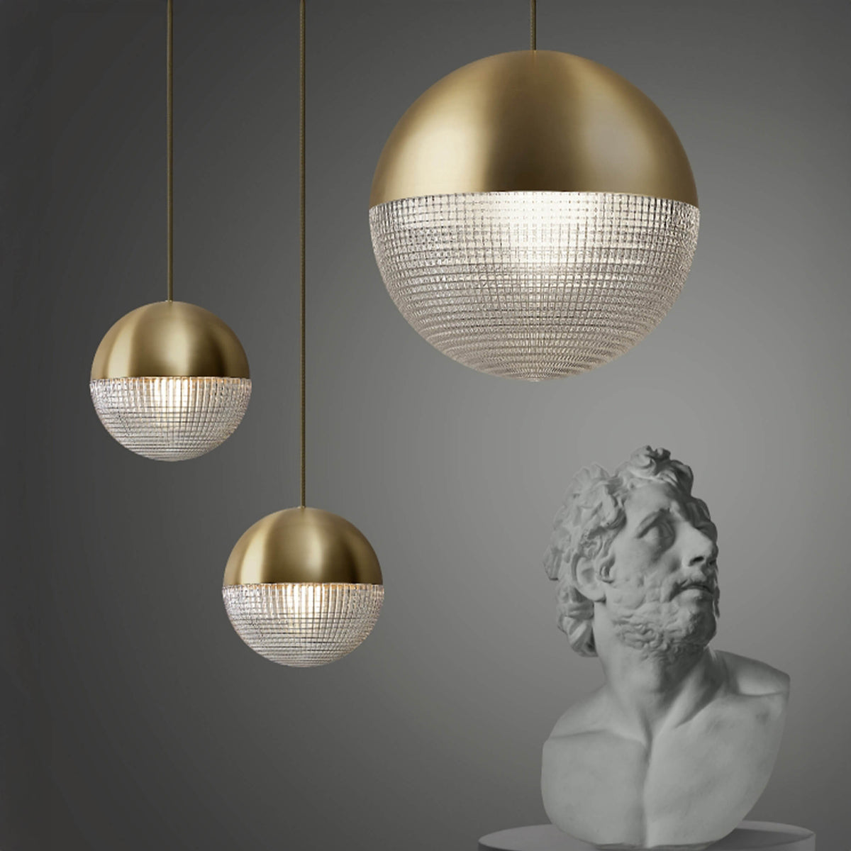 Ex-Display Lee Broom Lens Flair Pendant Light - Large, Brushed Brass