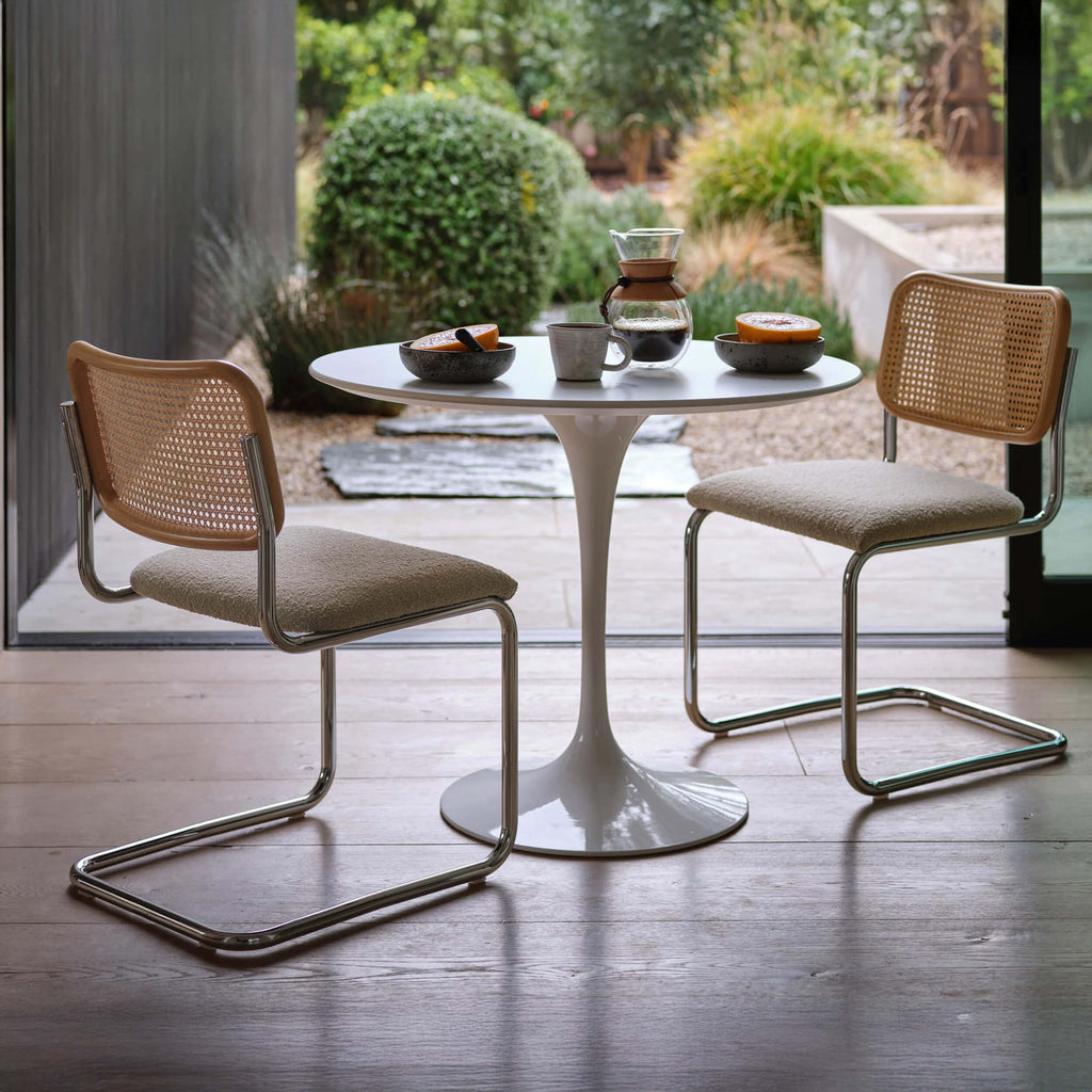 Knoll Cesca Armless Chair With Upholstered Seat & Cane Back